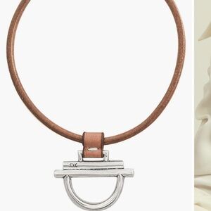 Brown Leather Necklace with Silver D-Ring Pendant